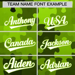 White Neon Green Puzzle Elements Baseball Jersey 3