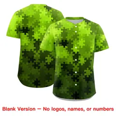 White Neon Green Puzzle Elements Baseball Jersey 7