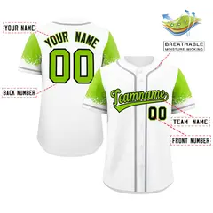 White Neon Green Raglan Sleeve Authentic Baseball Jersey 2