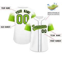 White Neon Green Raglan Sleeve Authentic Baseball Jersey 2