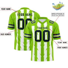White Neon Green Razr Stripe Graffiti Flag Football Jersey 2