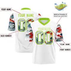 White Neon Green Sleeve Ukiyo-e Auspicious Clouds Graffiti Football Jersey 2