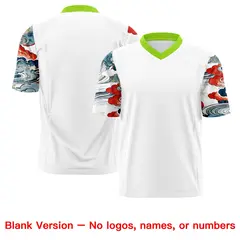 White Neon Green Sleeve Ukiyo-e Auspicious Clouds Graffiti Football Jersey 7