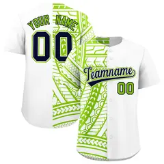 White Neon Green Split Tribal Baseball Jersey