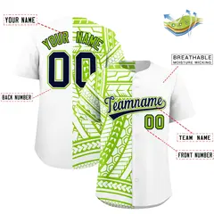 White Neon Green Split Tribal Baseball Jersey 2