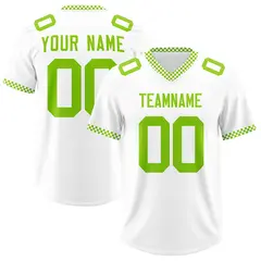 White Neon Green Square Neckline Football Jersey 1