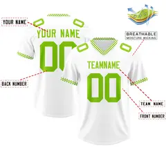White Neon Green Square Neckline Football Jersey 2