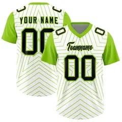 White Neon Green Star Pattern Raglan Football Jersey 1
