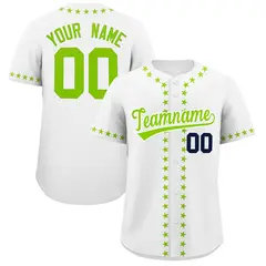 White Neon Green Star Ribbing Authentic Baseball Jersey 1
