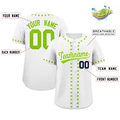 White Neon Green Star Ribbing Authentic Baseball Jersey 2
