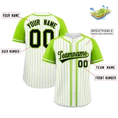 White Neon Green Stripe Raglan Baseball Jersey 2