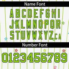 White Neon Green Stripe Star Pattern Baseball Jersey 4