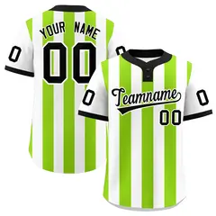 White Neon Green Stripe Two-Button Softball Jersey
