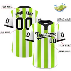 White Neon Green Stripe Two-Button Softball Jersey 2