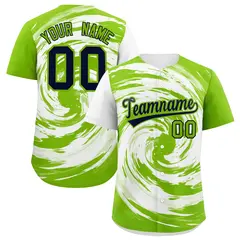 White Neon Green Swirl Graffiti Baseball Jersey