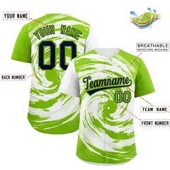 White Neon Green Swirl Graffiti Baseball Jersey 2