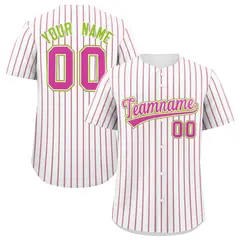 White Neon Green Tricolor Stripe Baseball Jersey 1