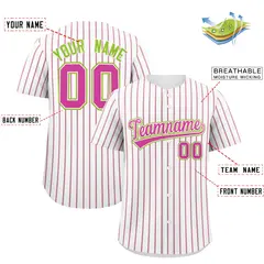 White Neon Green Tricolor Stripe Baseball Jersey 2