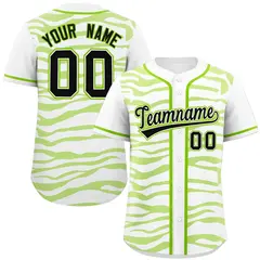 White Neon Green Zebra Stripes Graffiti Baseball Jersey