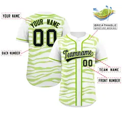 White Neon Green Zebra Stripes Graffiti Baseball Jersey 2