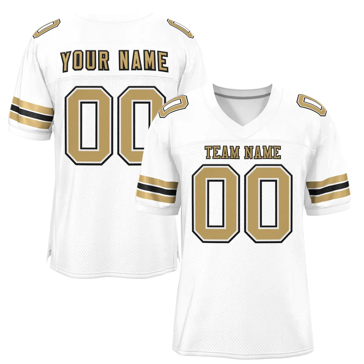 White Old Glod-Black Mesh Football Jersey