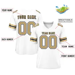 White Old Glod-Black Mesh Football Jersey 2