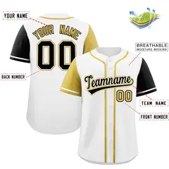White Old Gold and Black Raglan Sleeves Baseball Jersey 2
