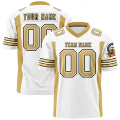 White Old Gold Authentic Football Jersey with Sleeve Stripes 1