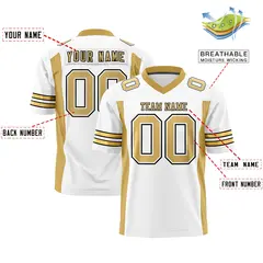 White Old Gold Authentic Football Jersey with Sleeve Stripes 2