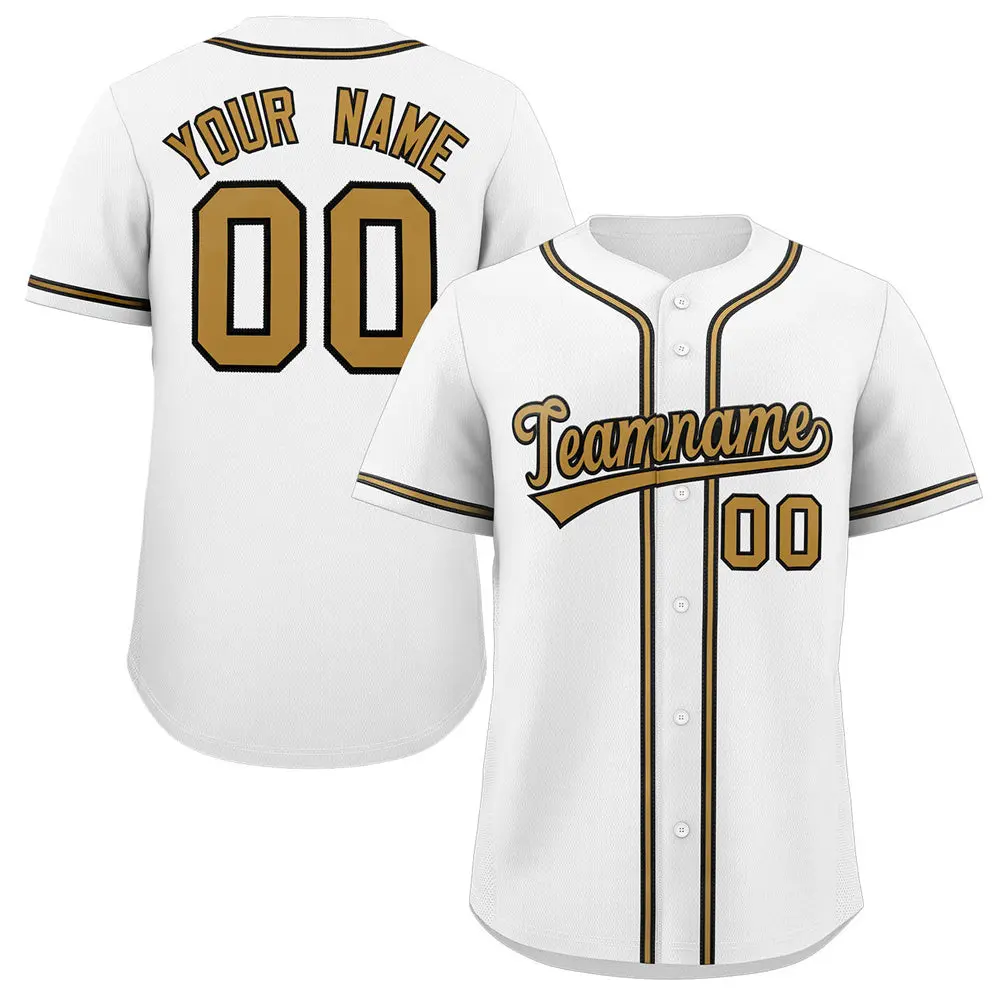 White Old Gold-Black Classic Style Authentic Baseball Jersey