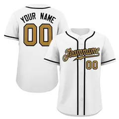 White Old Gold-Black Classic Style Authentic Baseball Jersey