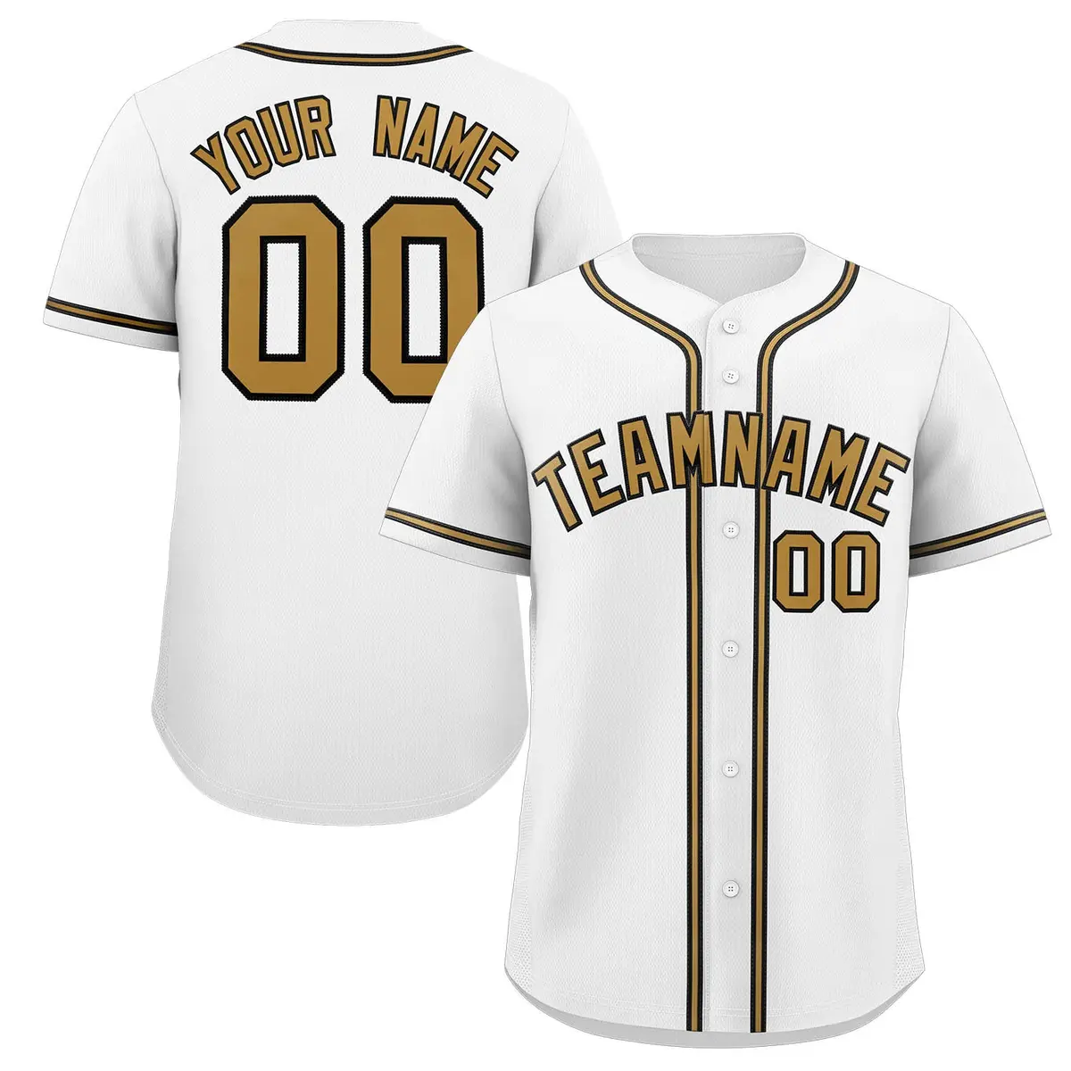 White Old Gold-Black Classic Style Authentic Baseball Jersey