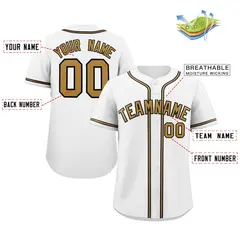 White Old Gold-Black Classic Style Authentic Baseball Jersey 2
