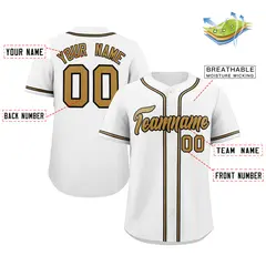 White Old Gold-Black Classic Style Authentic Baseball Jersey 2