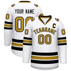 White Old Gold-Black Classic Style Hockey Jersey
