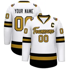 White Old Gold-Black Classic Style Hockey Jersey