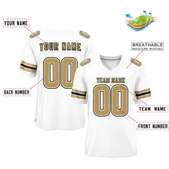 White Old Gold-Black Classic Style Mesh Football Jersey 2