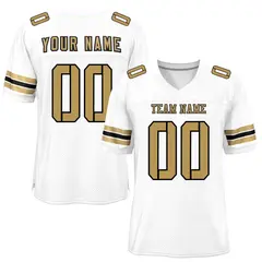 White Old Gold-Black Classic Style Mesh Football Jersey