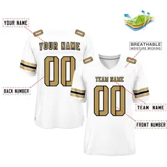 White Old Gold-Black Classic Style Mesh Football Jersey 2