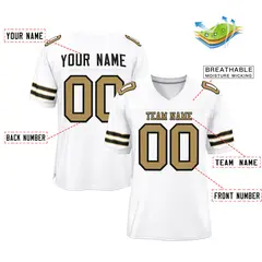 White Old Gold-Black Classic Style Mesh Football Jersey 2