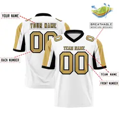 White Old Gold-Black Color Block Raglan Sleeves Football Jersey 2