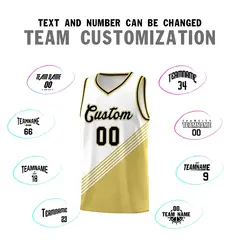 White Old Gold Black Diagonal Stripe Color Block Basketball Jersey 4