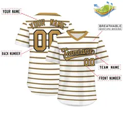 White Old Gold-Black Horizontal Stripe Pullover Baseball Jersey 2