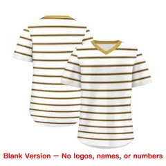 White Old Gold-Black Horizontal Stripe Pullover Baseball Jersey 3