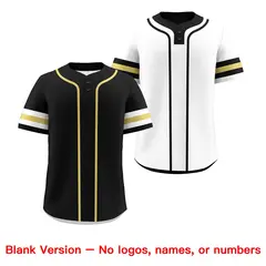 White Old Gold Black Reversible Two-Button Baseball Jersey 9
