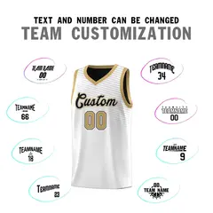 White Old Gold Chest Slash Pattern Uniform Basketball Jersey 4