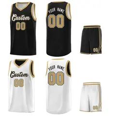White Old Gold Chest Slash Pattern Uniform Basketball Jersey 7