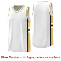 White Old Gold Classic Color Block Varsity Basketball Jersey 6