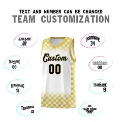 White Old Gold Classic Plaid Basketball Uniform Jersey 4