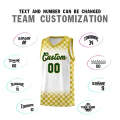 White Old Gold Classic Plaid Basketball Uniform Jersey 4